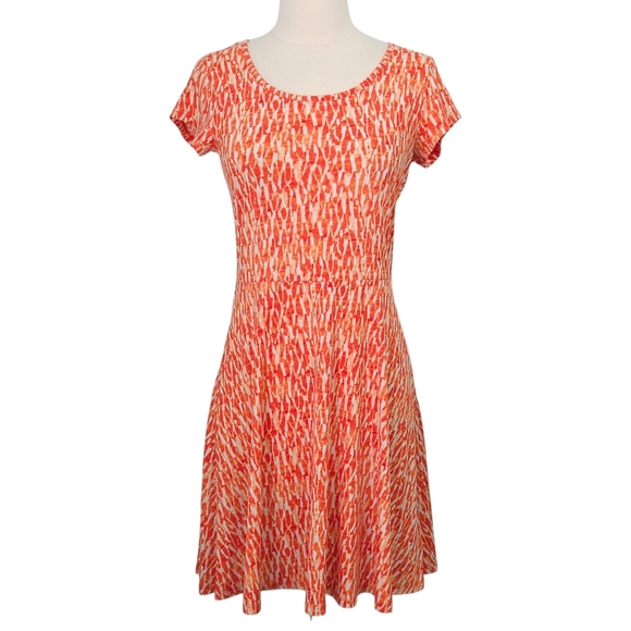 Michael Kors Orange Tie-Dye Short- Sleeve A-Line Dress - Picture 1 of 7